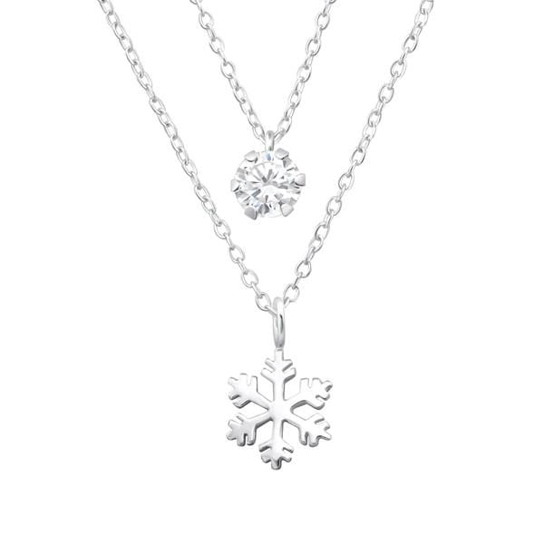 Silver Snowflake Layer Necklace