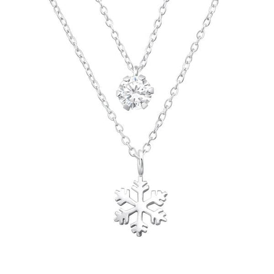 Silver Snowflake Layer Necklace