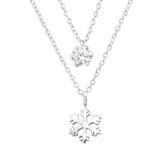 Silver Snowflake Layer Necklace