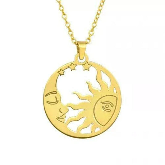 Silver Gold  Sun Necklace