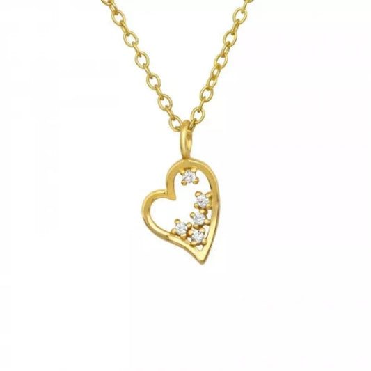 Silver Gold Heart Necklace