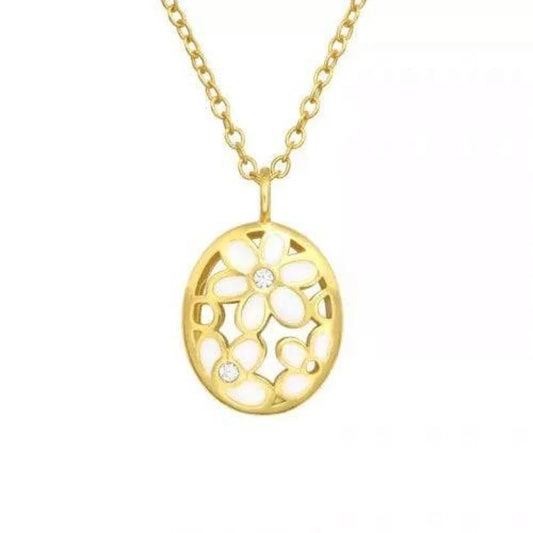 Silver Gold Flower Necklace