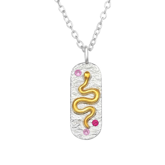 Silver Gold Snake Necklace
