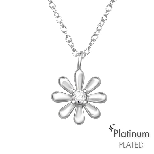 Platinum Silver Flower necklace