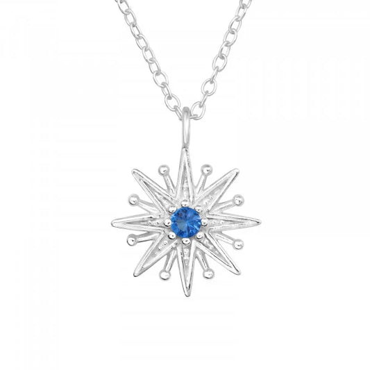 Silver Northern Star Blue Topaz Necklace