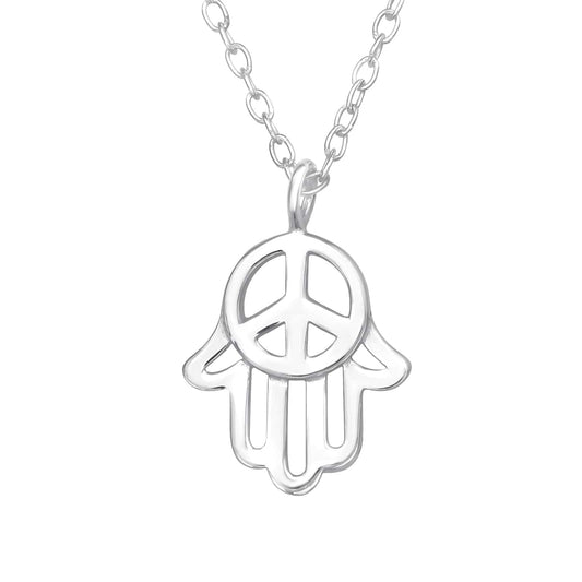 Silver Hamsa Peace Necklace