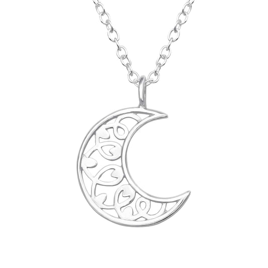 Silver Crescent Moon Necklace