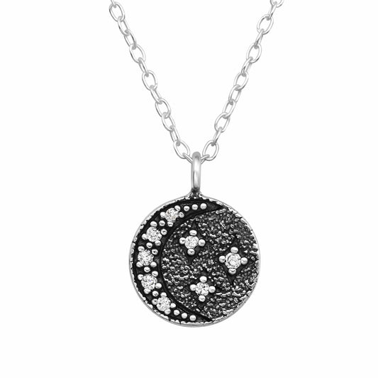 Silver Moon and Star Necklace