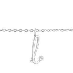 Silver Cubic Zirconia "L" Silver Anklet