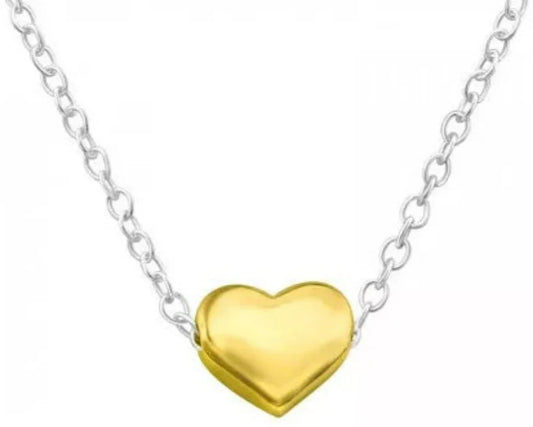Silver Gold Heart Necklace