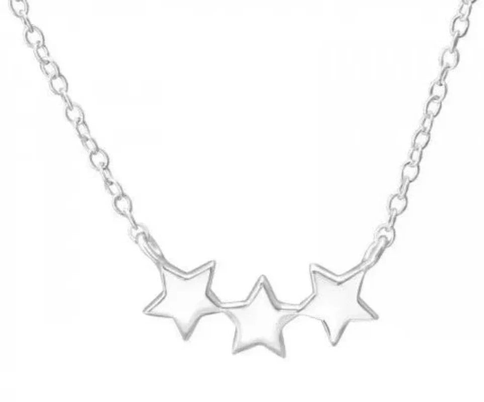 Silver Triple Star Necklace