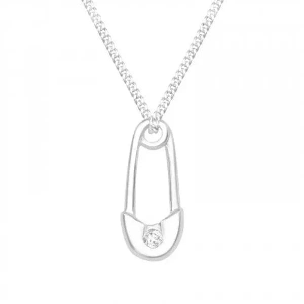 Silver Pin Cubic Zirconia Necklace