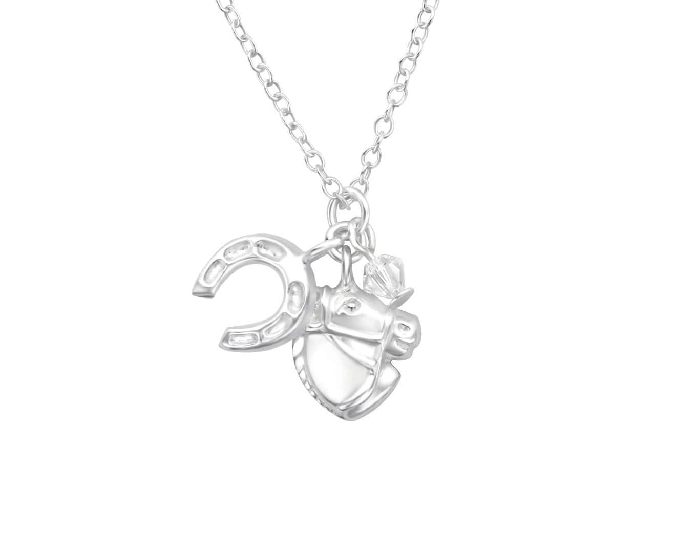 Sterling Silver Horse Lovers Crystal Necklace