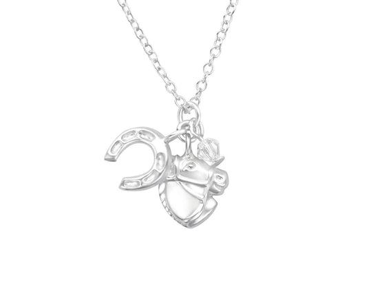 Sterling Silver Horse Lovers Crystal Necklace