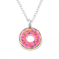 Kids Silver Doughnut Pendant Necklace