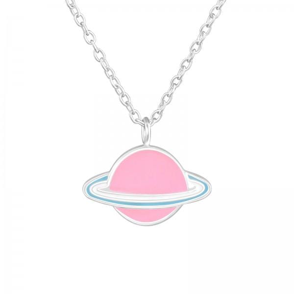 Kids Silver Saturn Necklace