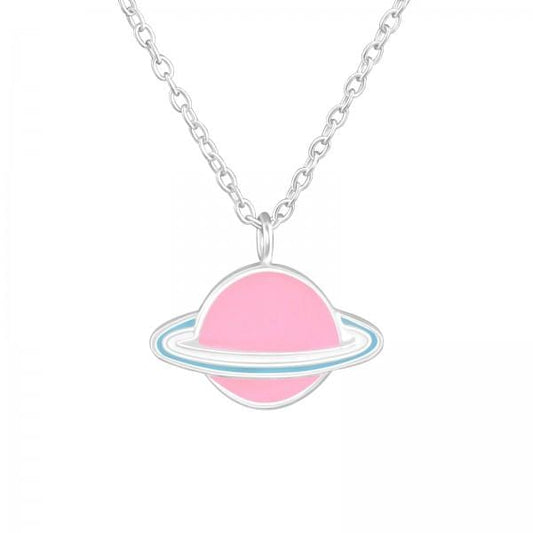 Kids Silver Saturn Necklace