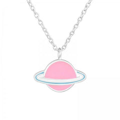 Kids Silver Saturn Necklace