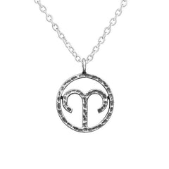 Silver Aries Zodiac Sign Necklace