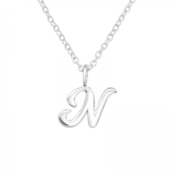 Sterling Silver Letter N Necklace 