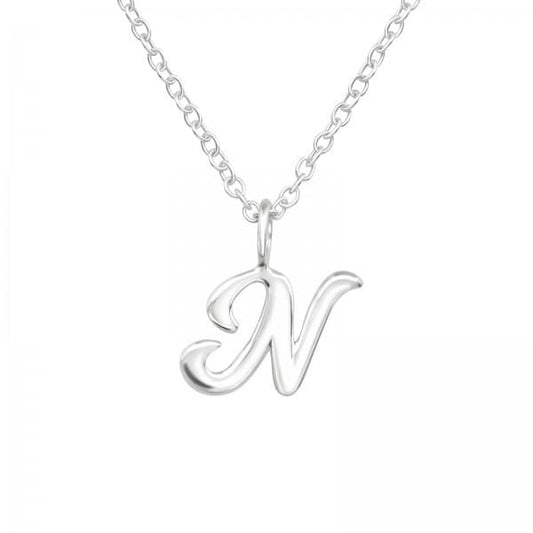 Sterling Silver Letter N Necklace 