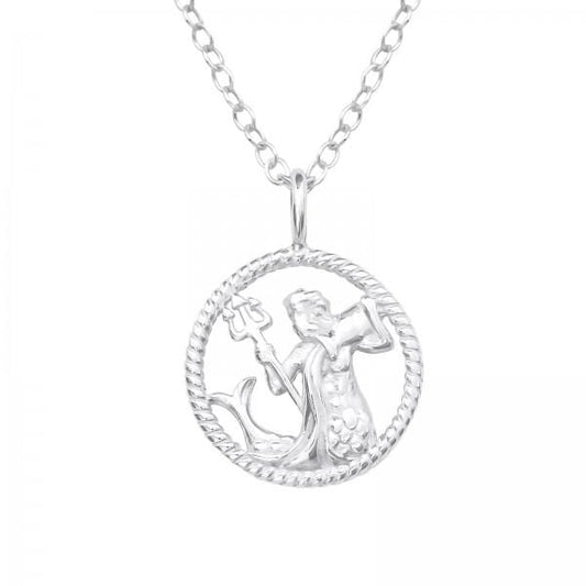 Silver Aquarius Zodiac Sign Necklace