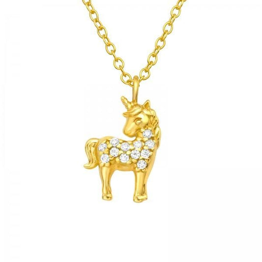 Silver Gold Unicorn Necklace