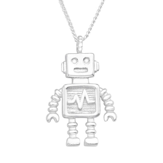 Silver Robot Necklace
