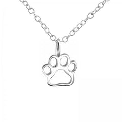 Silver Paw Print Necklace for Kids