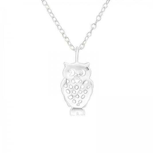 Silver Owl Pendant Necklace