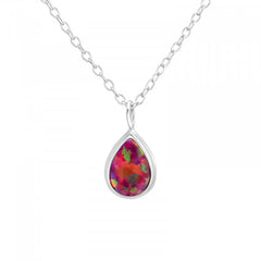 Silver Pear Opal Necklace