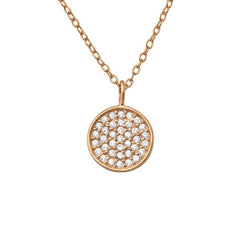 Rose Gold CZ Crystal Circle Necklace