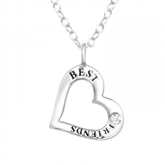 Silver Heart Necklace with Crystal