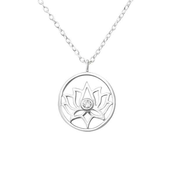 Silver Lotus Pendant Necklace