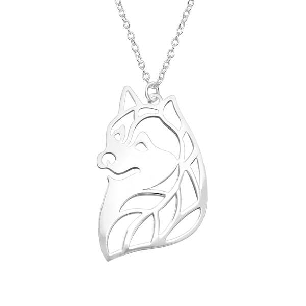 Laser Cut Silver  Fox  Necklace