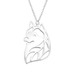 Laser Cut Silver  Fox  Necklace