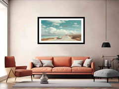 Car Beach Road Framed Print
