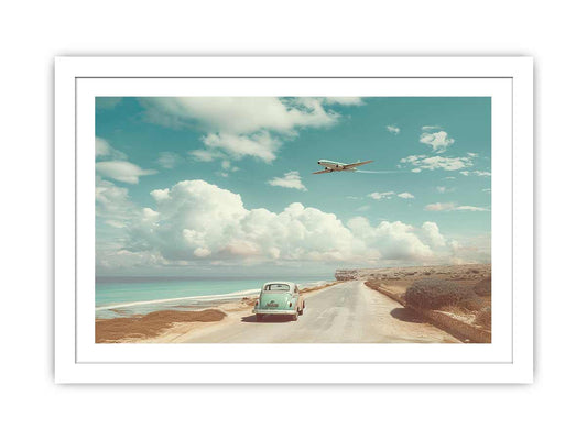 Car Beach Road Framed Print