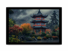 Maple Mountain Pagoda Framed Print