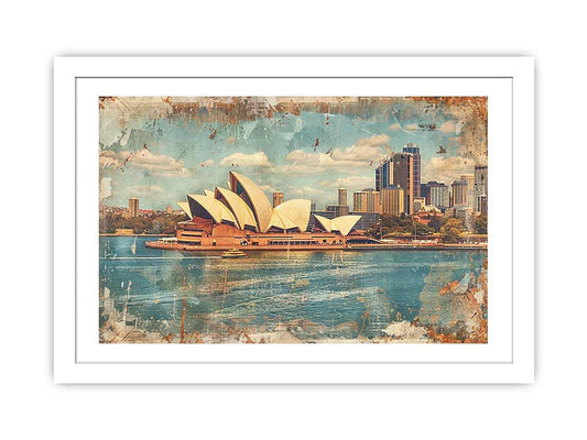 Sydney City Vintage Framed Print