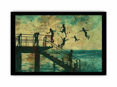 Kids Dive Art Framed Print