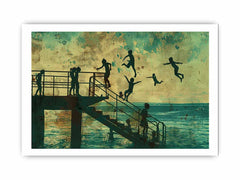 Kids Dive Art Framed Print