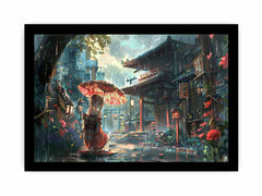 Anime in Rain Framed Print