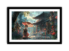 Anime in Rain Framed Print