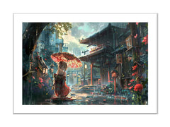 Anime in Rain Framed Print