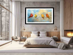 Birds painting on wire