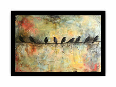 Birds on wire Framed Print