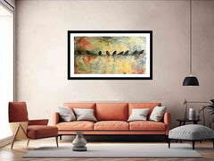 Birds on wire Framed Print