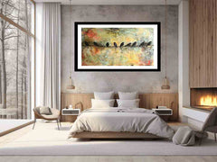 Birds on wire Framed Print