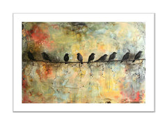 Birds on wire Framed Print